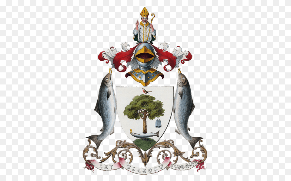Glasgow Coat Of Arms St Mungo Coat Of Arms, Animal, Fish, Sea Life, Baby Free Png
