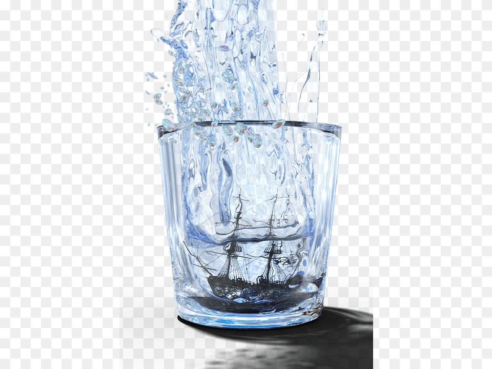 Glass Ice, Water, Bottle, Cosmetics Png Image