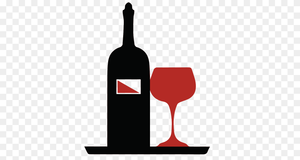Glass And Bottle Of Wine Icon, Alcohol, Beverage, Liquor, Red Wine Free Png