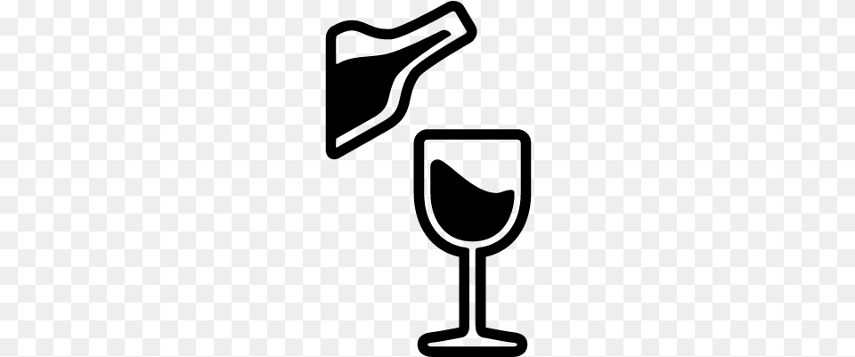 Glass And Bottle Of Wine Vector Icono Botella De Vino, Gray Free Png