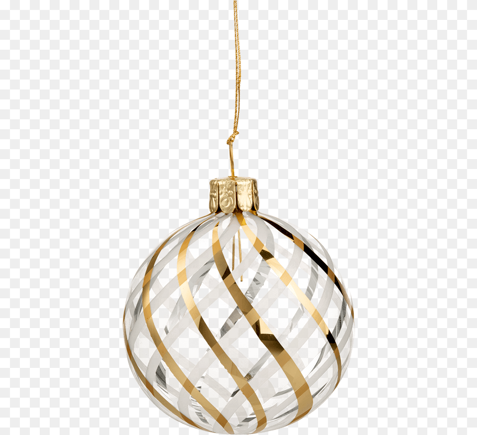 Glass Bauble Clear With Gold White Net Pattern 6 Cm Gold Transparent Bauble, Accessories, Chandelier, Lamp, Ceiling Light Free Png Download
