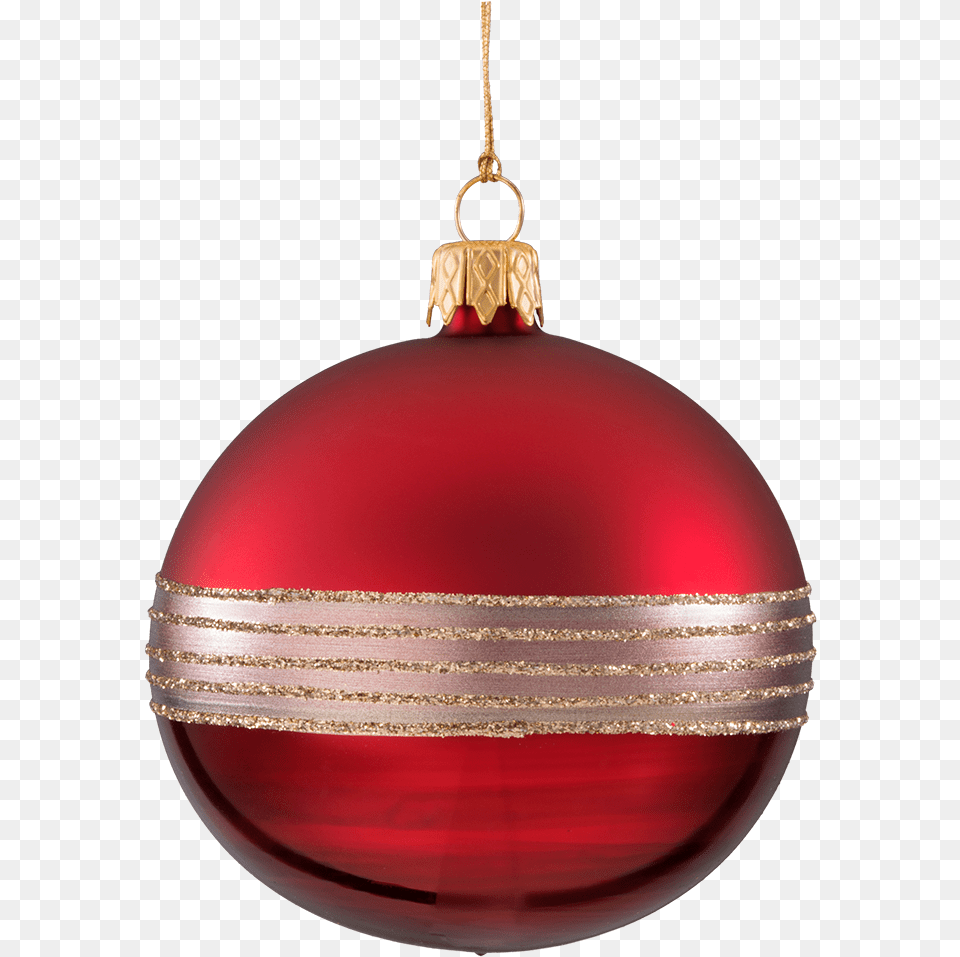 Glass Bauble Dark Red With Glitter Stripes 8cm Christmas Ornament, Accessories Png