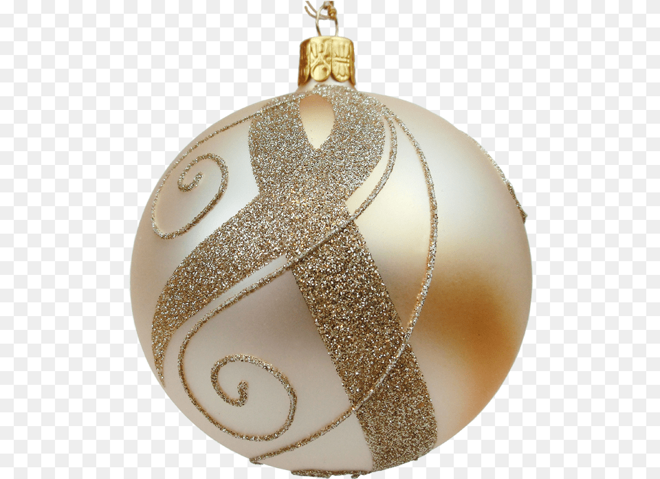 Glass Bauble Gold With Golden Decor 10 Cm Boule Noel Dore, Accessories, Jewelry, Necklace, Pendant Free Png
