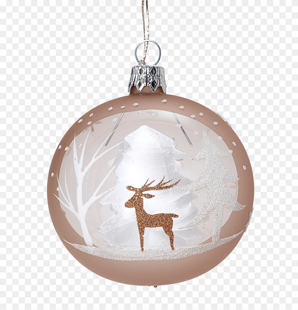 Glass Bauble Light Brown With Winter Forest 7cm Christmas Ornament, Accessories, Chandelier, Lamp, Animal Png