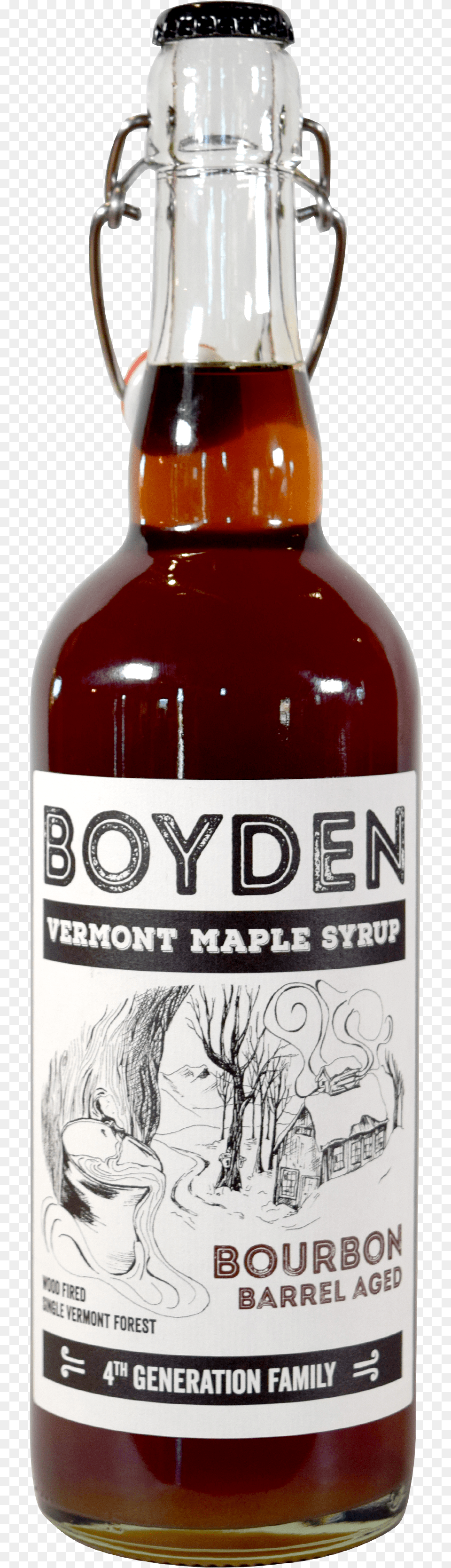 Glass Bottle Bourbon Barrel Aged Maple Syrup Bourbon Barrel Maple Syrup, Alcohol, Beer, Beverage, Liquor Free Png Download