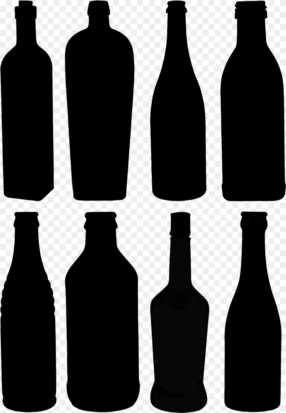 Glass Bottles Silhouette Bottle Wine Silhouette, Gray Free Transparent Png