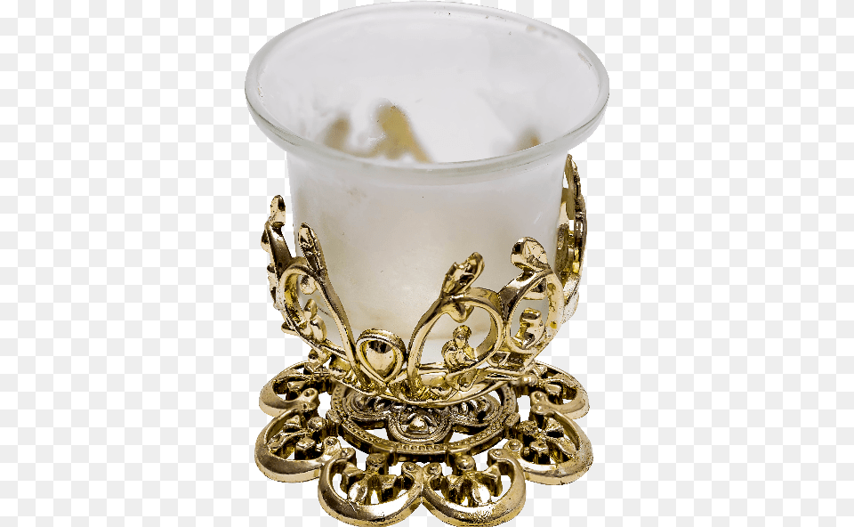 Glass Candle Holder With Gold Ornaments Isolated Glass Candles, Accessories, Jewelry, Locket, Pendant Free Png Download