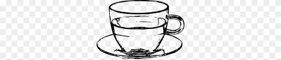 Glass Cup With Saucer Line Art Clip Arts For Web, Gray Png Image