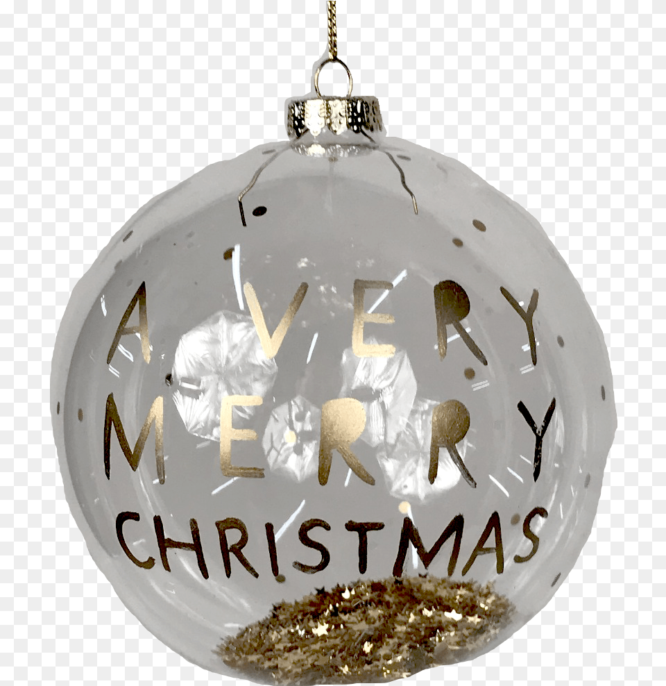 Glass Merry Christmas Ornament With Gold Flakes Christmas Ornament, Chandelier, Lamp, Accessories Free Transparent Png