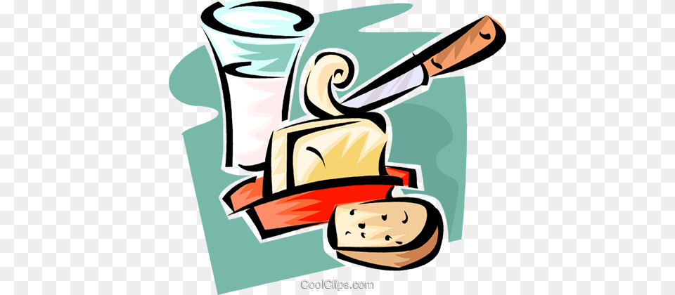 Glass Of Milk Butter And Bread Royalty Vector Clip Art, People, Person, Device, Grass Free Transparent Png