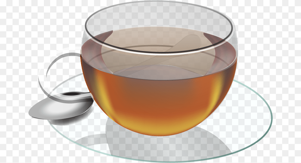 Glass Of Tea With Spoon Wine Glass, Beverage, Saucer Free Png Download