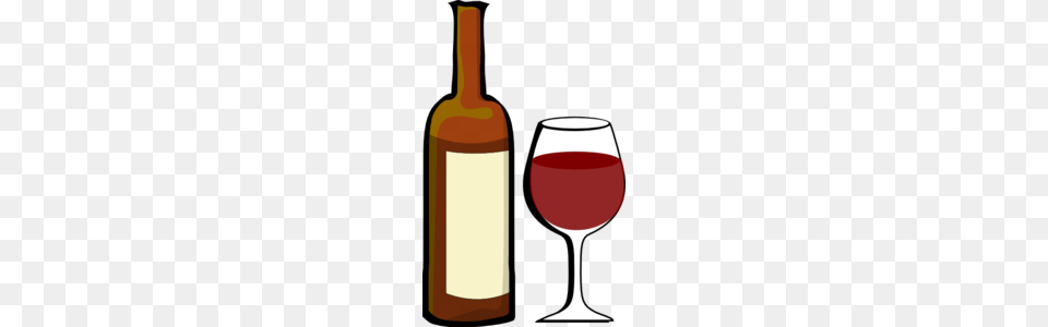 Glass Of Wine With Wine Bottle Clip Art, Alcohol, Beverage, Wine Bottle, Liquor Free Png