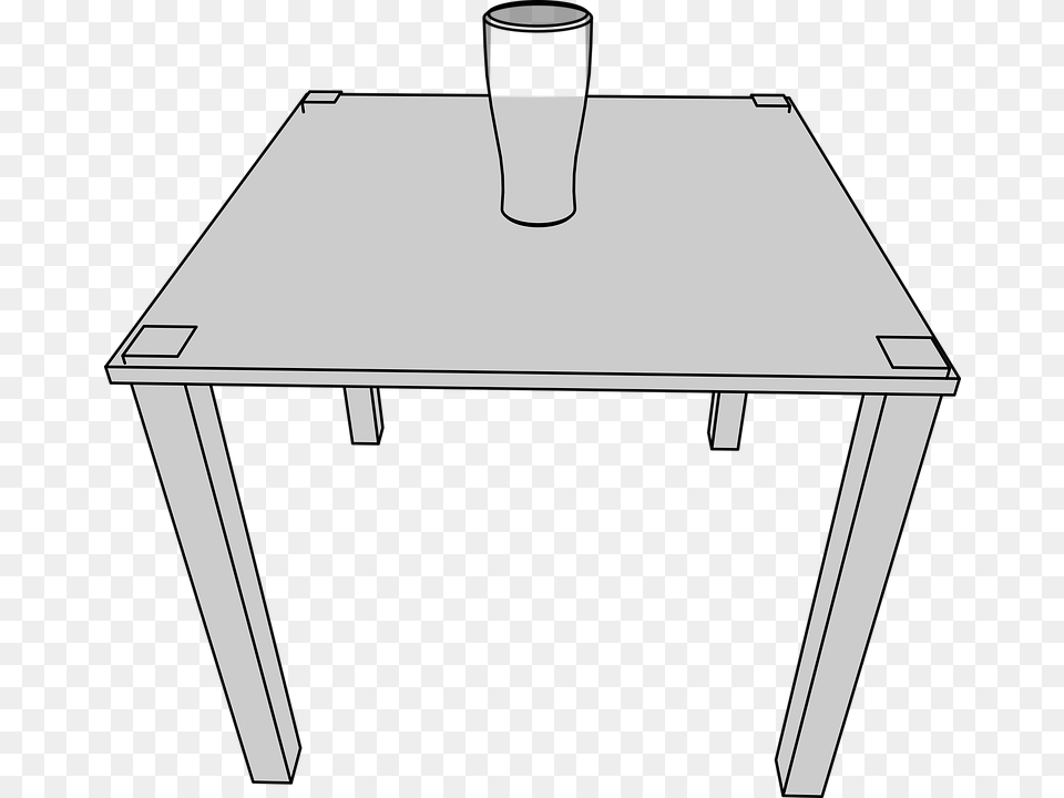 Glass On The Table Clipart Black And White, Dining Table, Furniture, Coffee Table, Desk Free Png Download