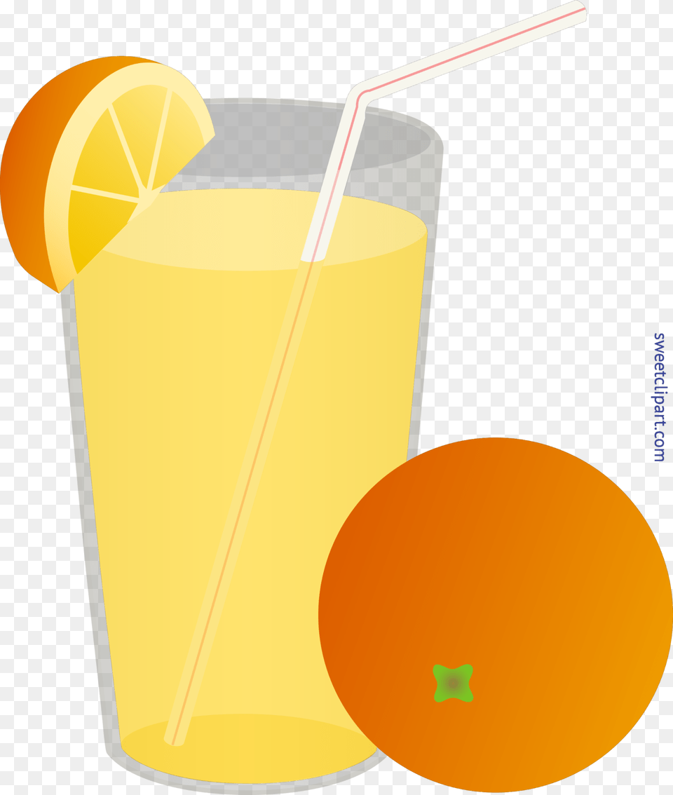 Glass Orange Juice Straw Whole Wedge Clip Art, Beverage, Orange Juice Free Png Download
