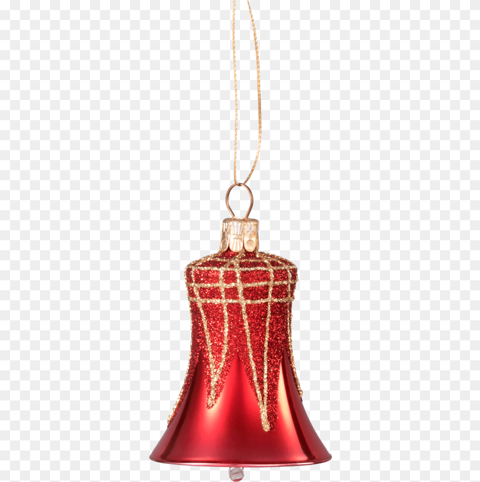 Glass Ornament Red Bell With Glitter Roof Chain, Lamp, Adult, Bride, Female Free Png Download