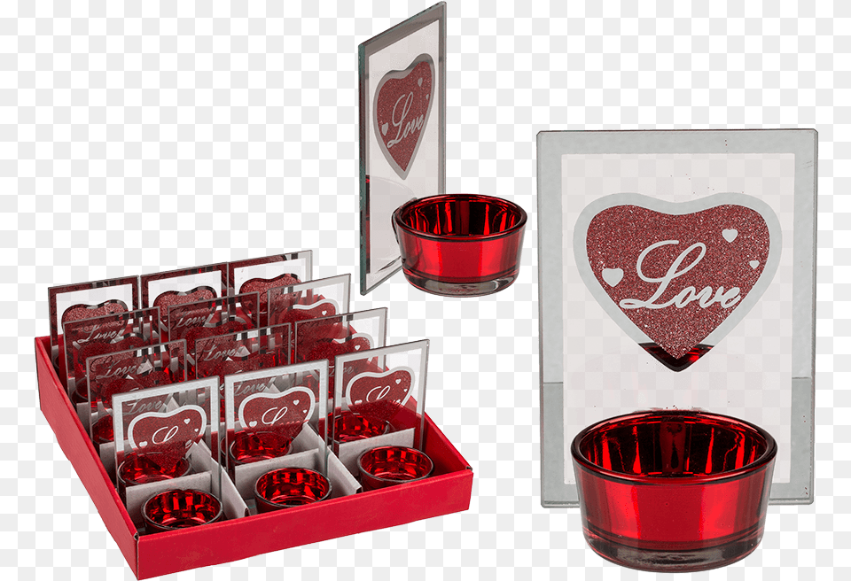 Glass Tealight Holder With Print Love Box Free Png