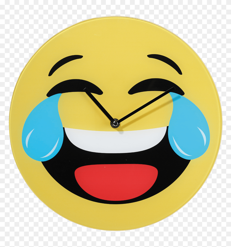 Glass Wall Clock With Laughing Smilie, Wall Clock, Disk Png Image