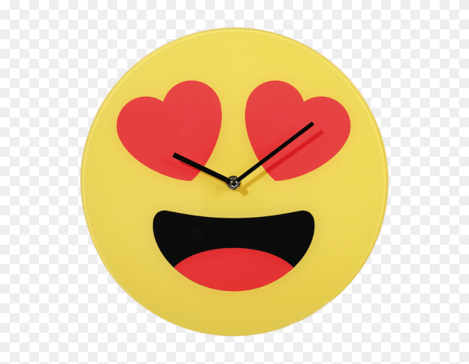 Glass Wall Clock With Two Hearts, Wall Clock Free Png