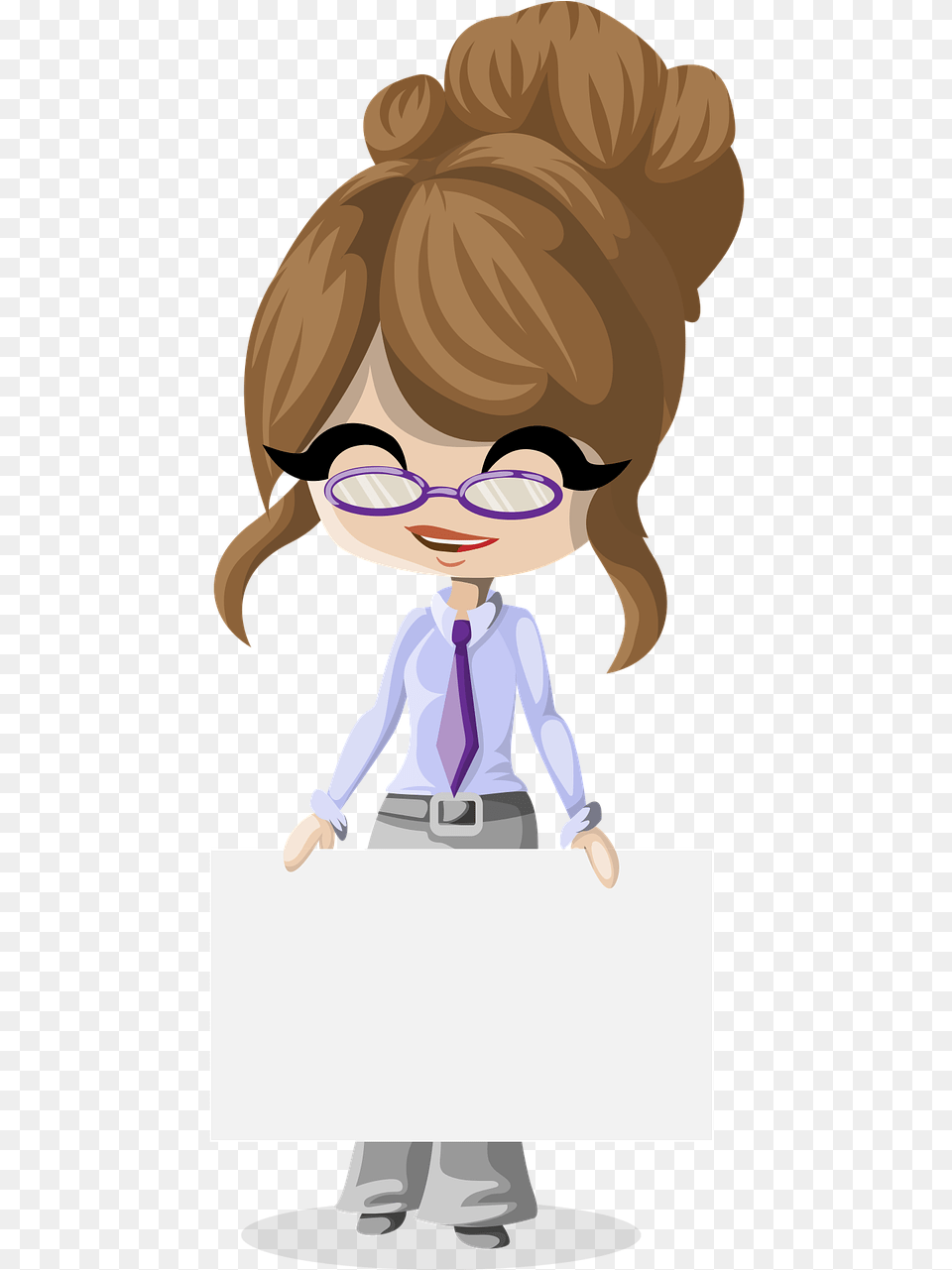 Glasses Girl Cartoon, Accessories, Tie, Formal Wear, Shirt Free Png Download