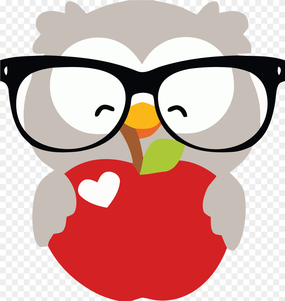 Glasses Happy Owl And Apple Clipart Owl Apple Clipart, Accessories, Baby, Person Png Image
