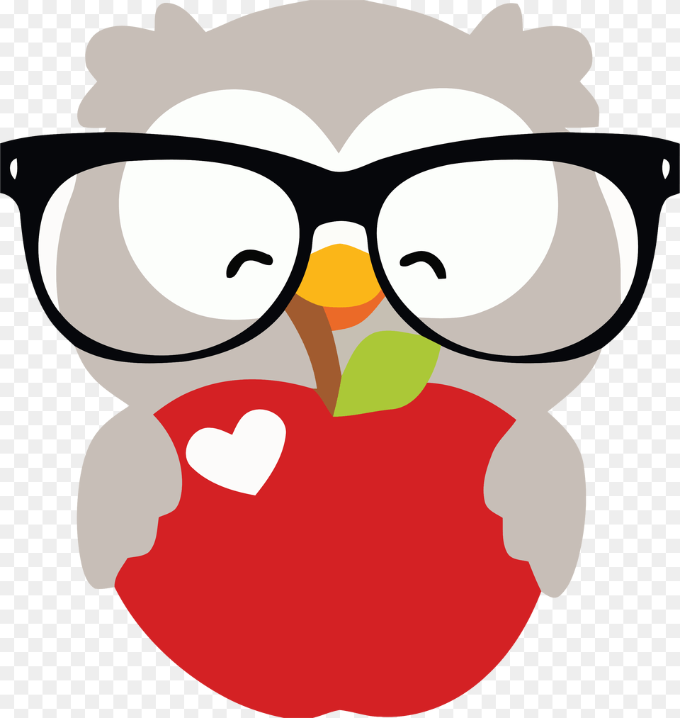 Glasses Happy Owl And Apple Clipart Owl With Apple Clipart, Accessories, Baby, Person Png Image