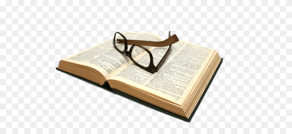 Glasses On Top Of Open Book, Accessories, Page, Person, Publication Png Image