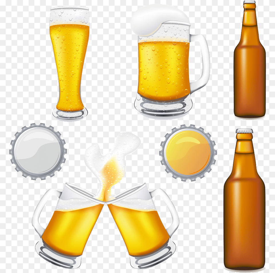 Glassware Oktoberfest Clip Art Cartoon Image Beer Bottle And Mug Clipart, Alcohol, Beer Glass, Beverage, Glass Free Png Download