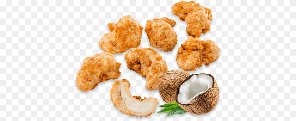 Glazed Cashews With Toasted Coconut Pakora, Food, Fried Chicken, Fruit, Plant Png Image