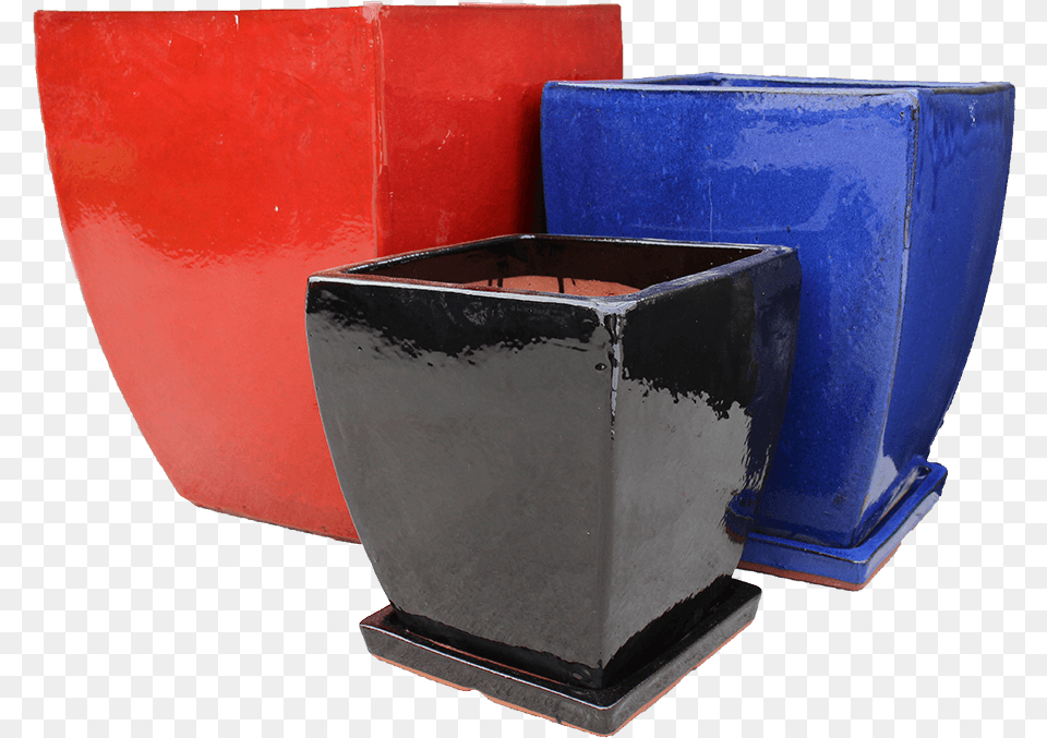 Glazed Curved Milan Square Pot, Pottery, Jar, Cookware, Plant Png Image