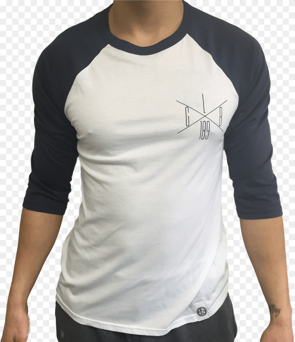 Glb Cross Hair White Amp Navy Raglan Long Sleeved T Shirt, Clothing, Long Sleeve, Sleeve, T-shirt Png Image
