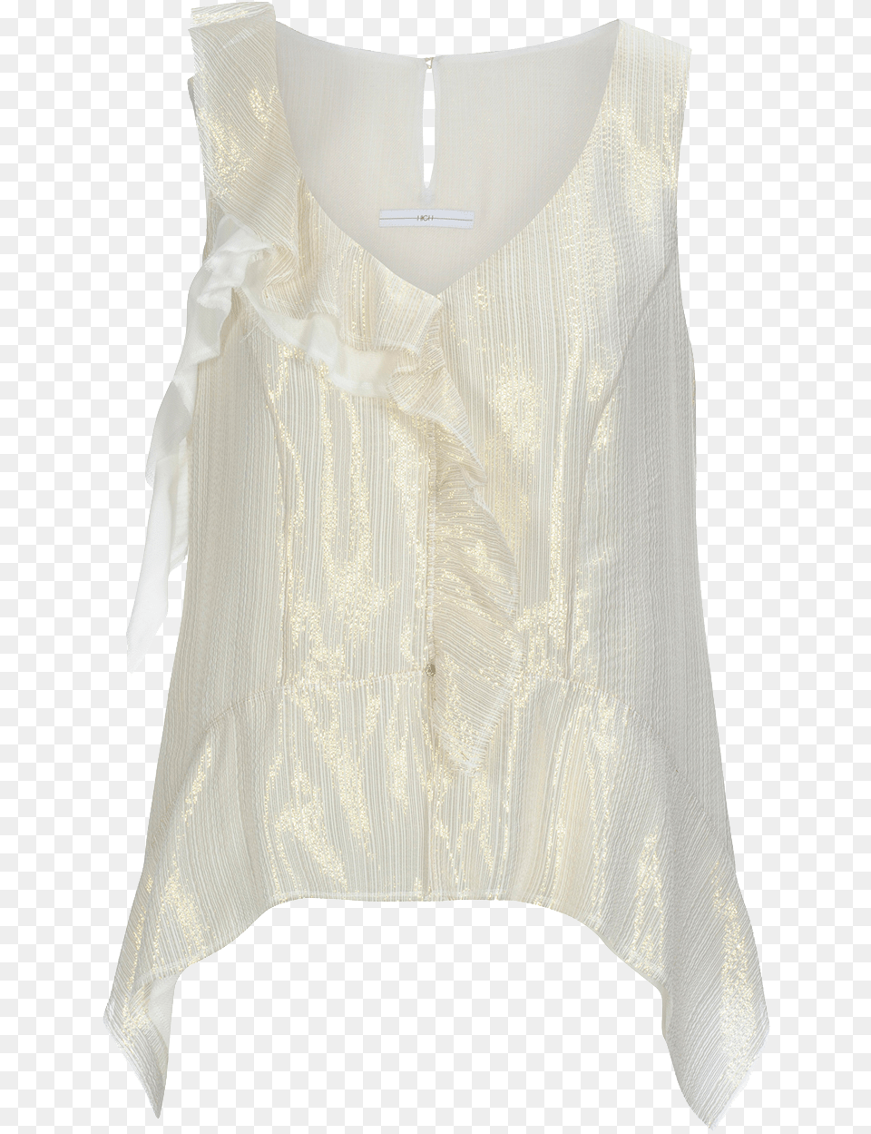 Gleam Cream And Gold Metallic Sleeveless Top Blouse, Clothing, Shirt Png
