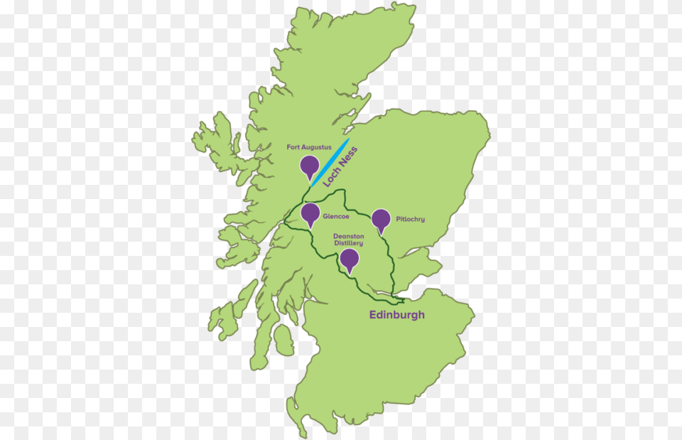 Glencoe Amp Loch Ness Tour Route Map North South Border Uk, Rainforest, Plot, Plant, Tree Free Transparent Png