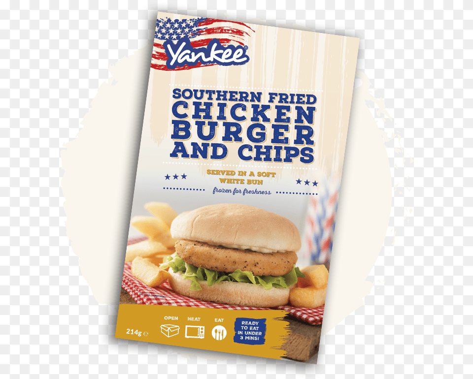 Glendale Yankee Chipmeal Chicken Burger Chips Burger And Chips Ready Meal, Advertisement, Food, Poster Png