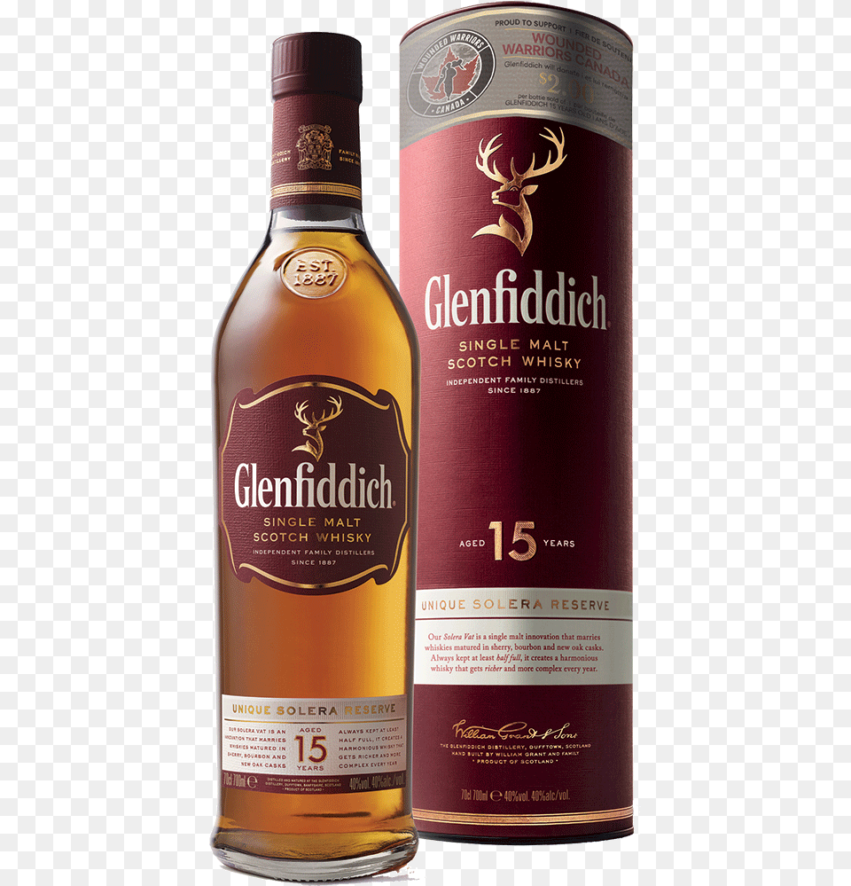 Glenfiddich 15 Year Single Malt Scotch Whisky Glenfiddich 15 Solera, Alcohol, Beverage, Liquor, Beer Png Image