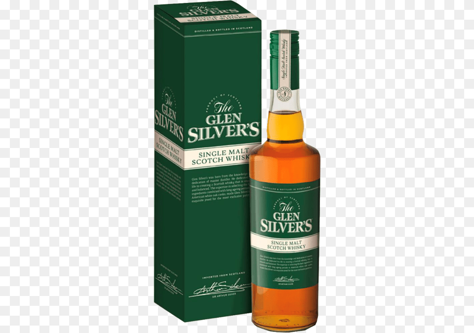 Glensingle Glen Silver39s Blended Scotch Whisky, Alcohol, Beverage, Liquor, Bottle Png Image