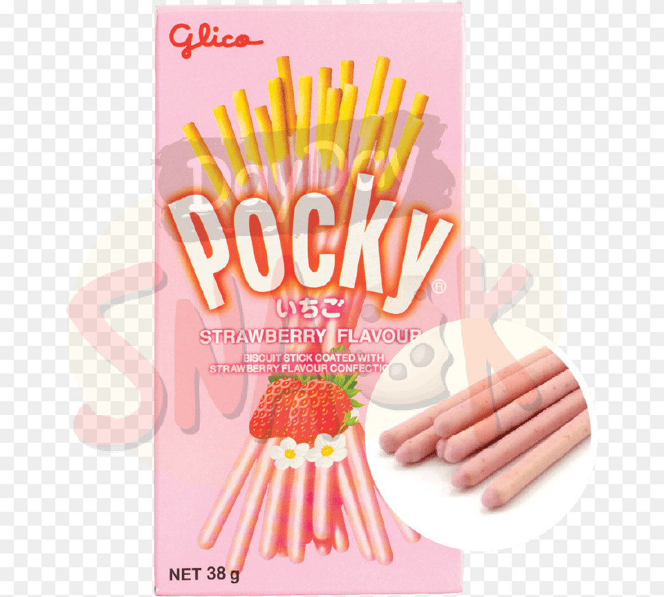 Glico Pocky Strawberry 40g Pocky, Advertisement, Poster, Food, Person Free Png Download