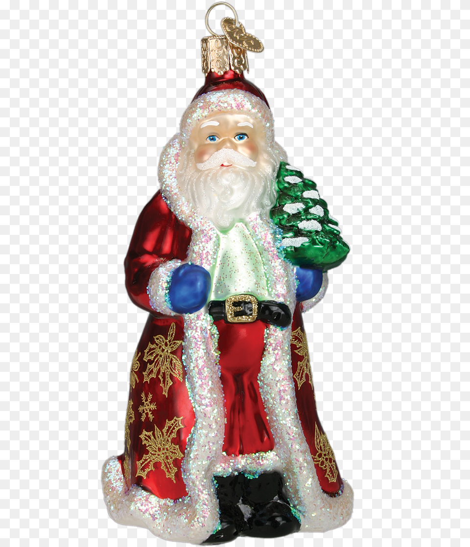 Glistening Golden Santa Ornament Glistening Golden Santa Glass Ornament By Old World, Figurine, Doll, Toy, Face Free Png