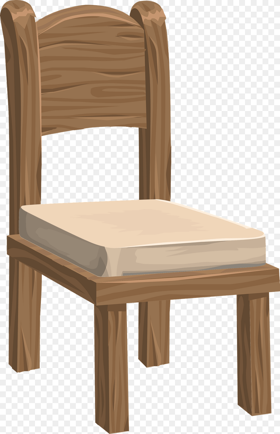 Glitch Simplified Furniture Wood Chair With White Cushion Clipart, Plywood Free Png