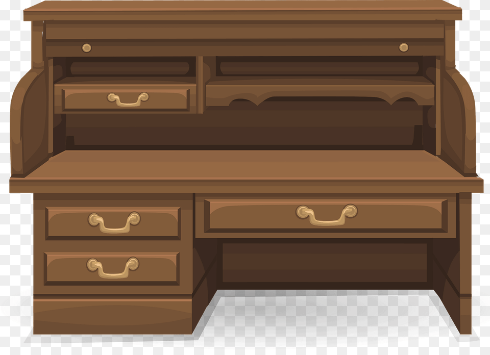 Glitch Simplified Roll Top Desk Clipart, Cabinet, Table, Furniture, Drawer Free Png