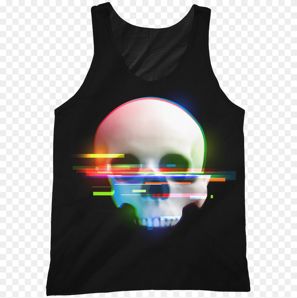 Glitch Skull Cutsew Tank Active Tank, Clothing, Tank Top, Person, Face Png