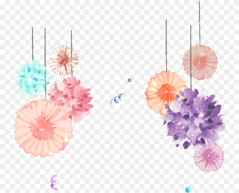 Glitter Border Borders Hanging Flower Art Print Birthday Watercolor Decoration, Accessories, Earring, Jewelry, Plant Free Transparent Png