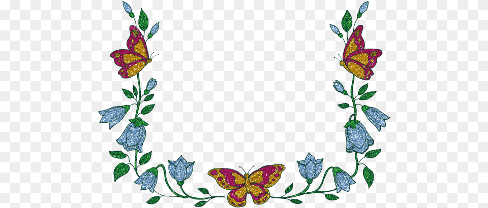 Glitter Butterfly Frame And Half Border Butterfly Borders And Frames, Embroidery, Pattern, Art, Floral Design Free Png Download