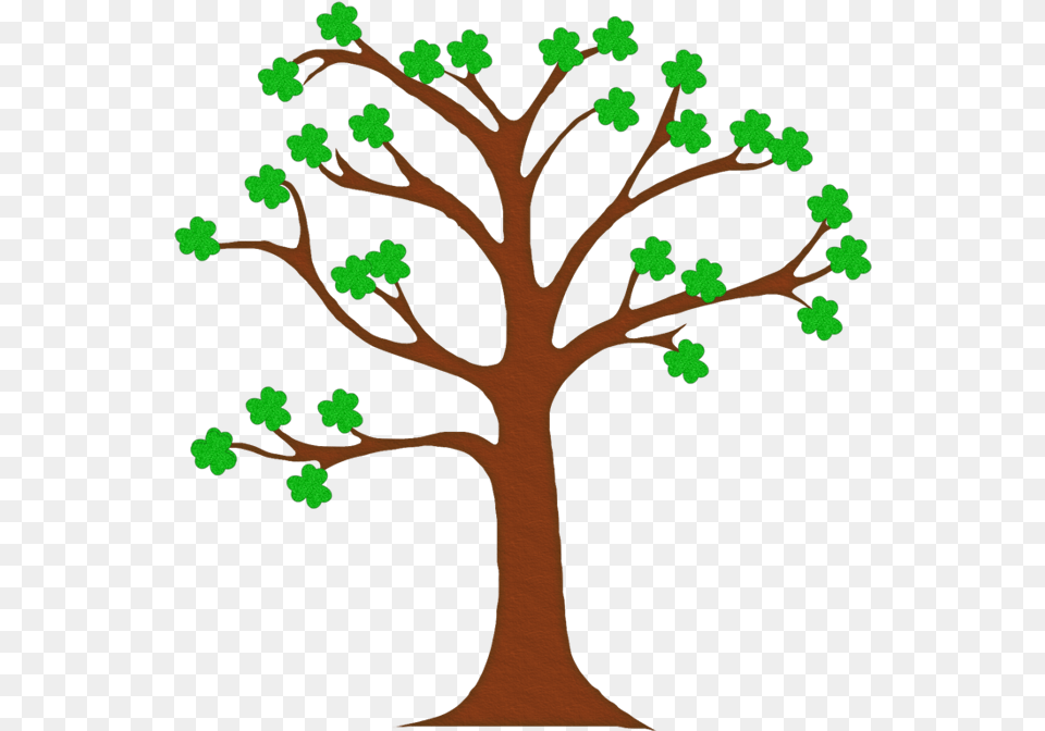 Glitter Clipart Shamrock Tree With Leaves Clipart Outline, Plant, Art, Cross, Symbol Png Image