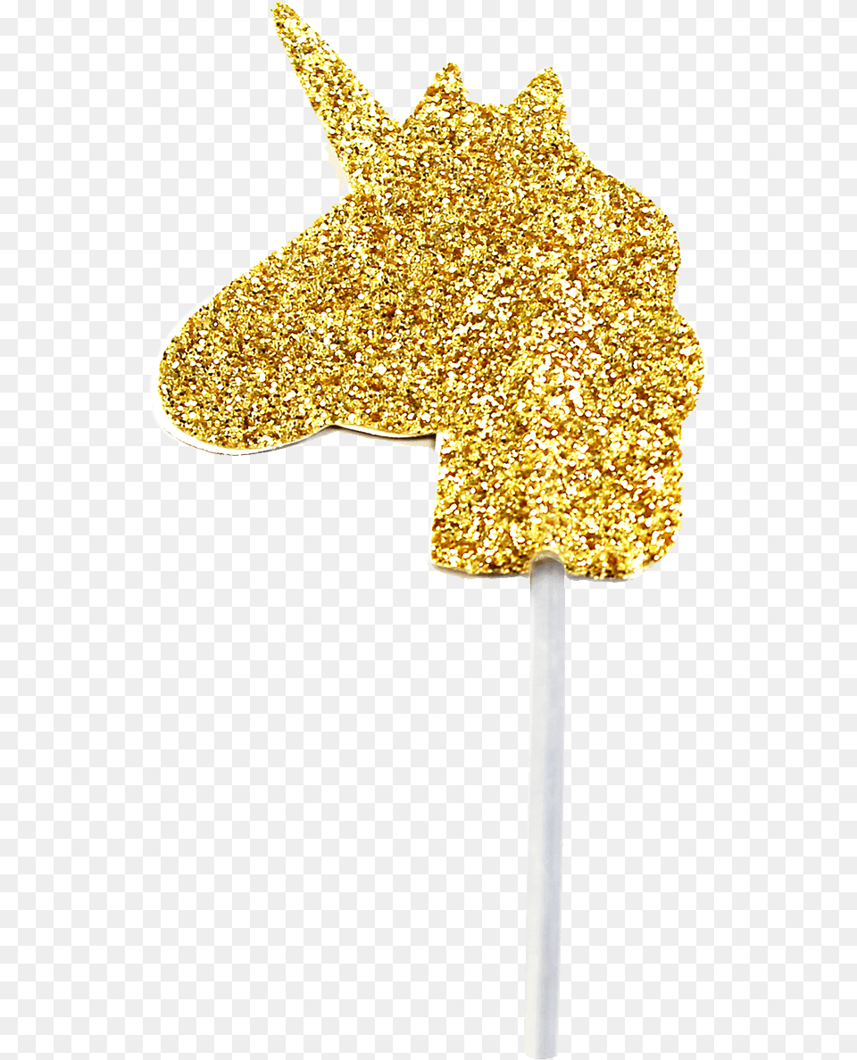 Glitter Cupcake Toppers M556 Gold Glitter Unicorn, Food, Sweets, Animal, Bird Png Image