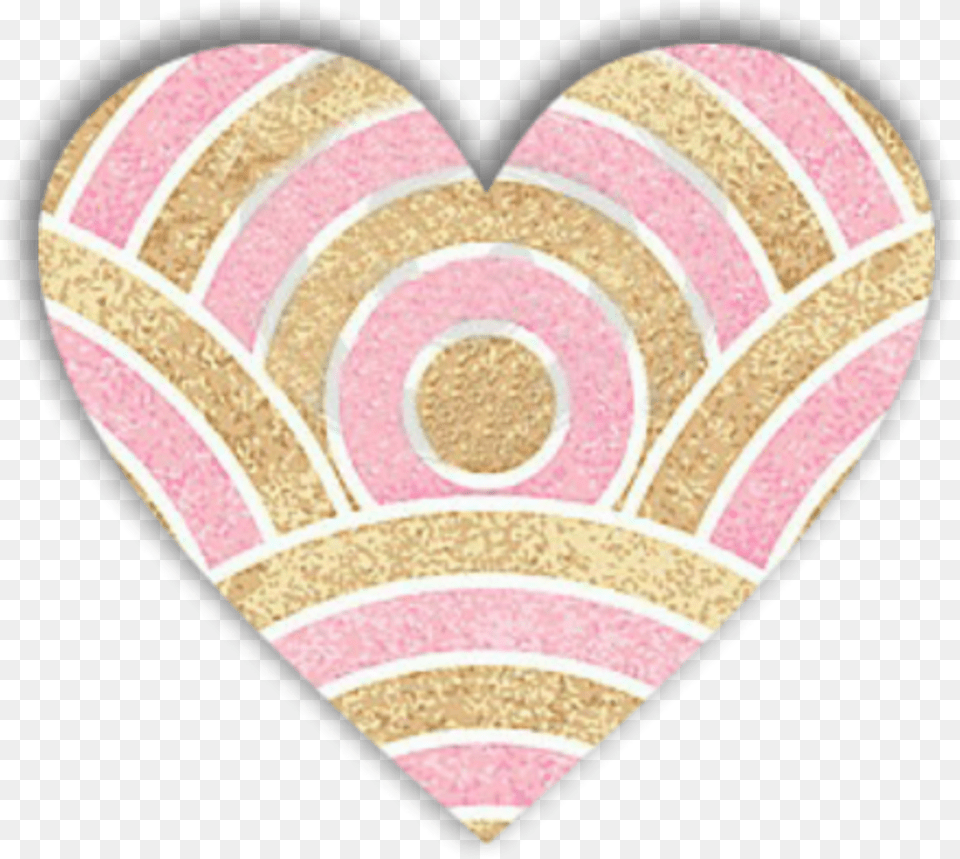 Glitter Heart Love Decoration Scrapbooking Overlay Stripes Pink With Gold Background, Tape, Pattern Free Png