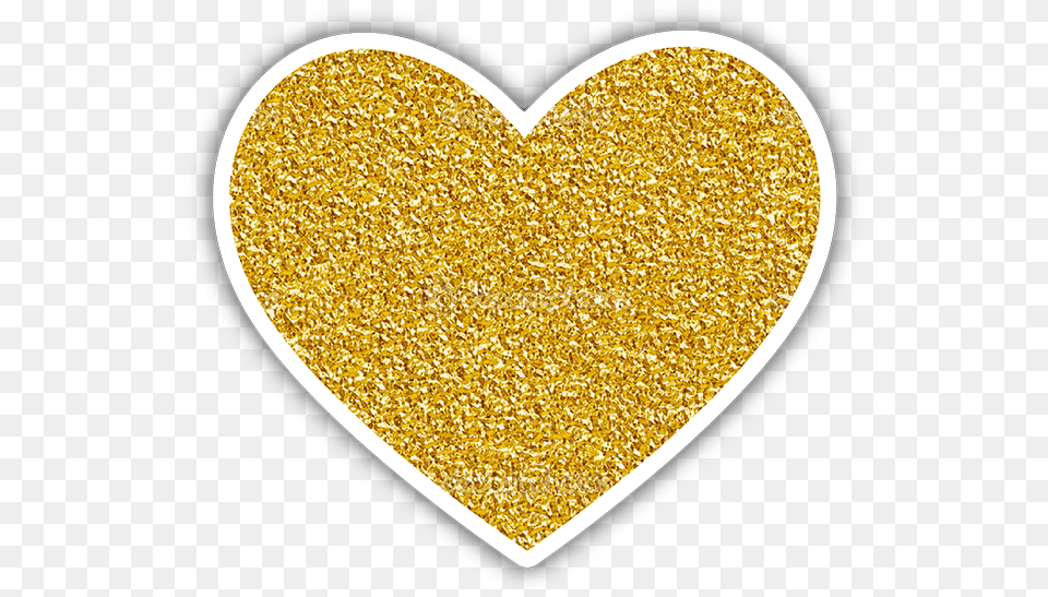 Glitter Heart Sticker, Gold Png Image