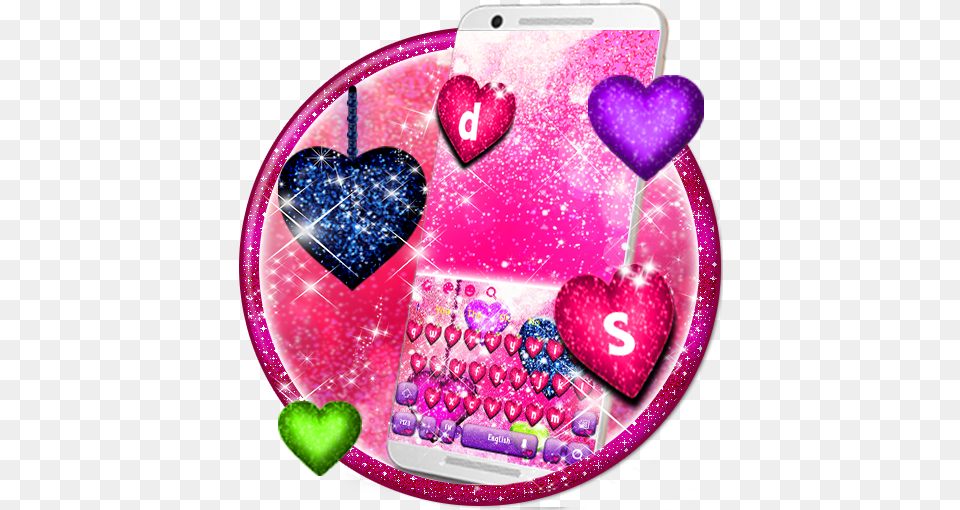 Glitter Neon Hearts Keyboard Theme Heart, Birthday Cake, Cake, Cream, Dessert Free Png
