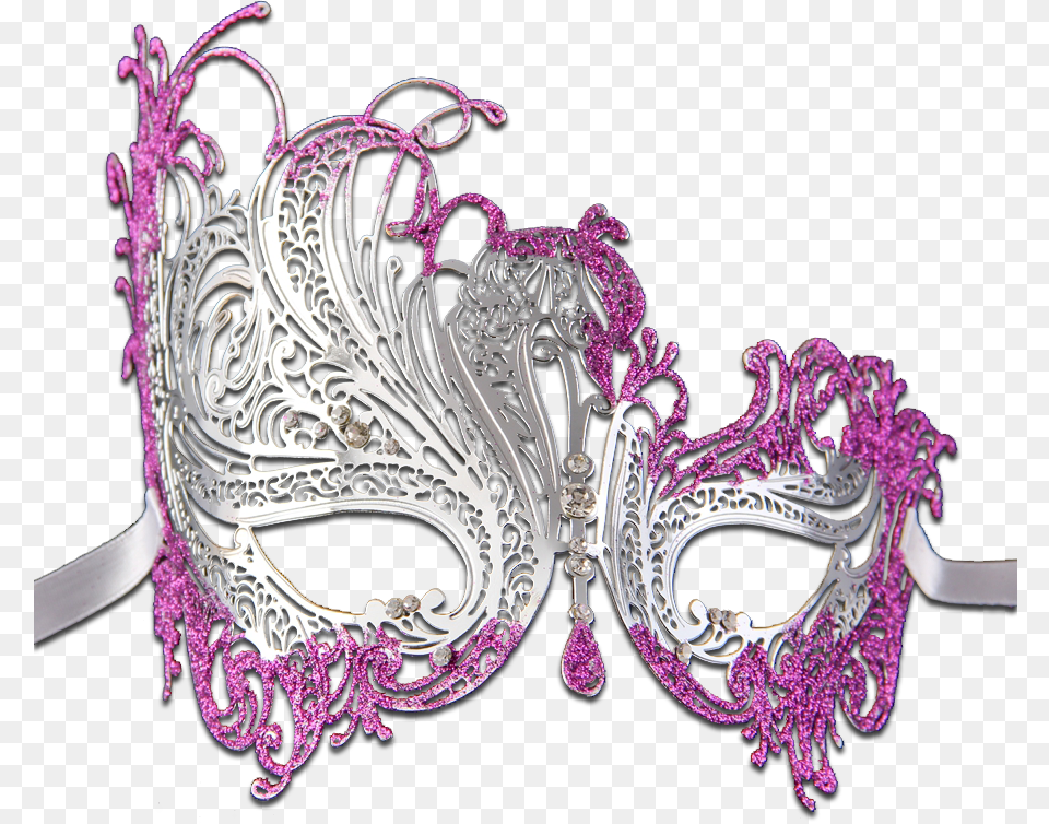 Glitter Series Swan Metal Filigree Laser Cut Venetian, Accessories, Purple, Carnival, Crowd Free Png