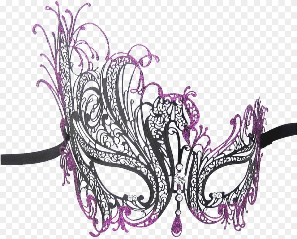 Glitter Series Swan Metal Filigree Laser Cut Venetian Masquerade Mask Couple Black, Accessories, Chandelier, Lamp, Purple Free Transparent Png
