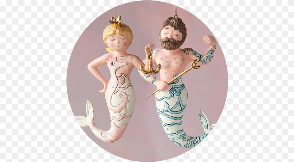 Glitterville Mermaid Amp Merman Ornaments Glitterville Merman Nautical Christmas Tree Ornament, Arrow, Weapon, Face, Head Free Transparent Png